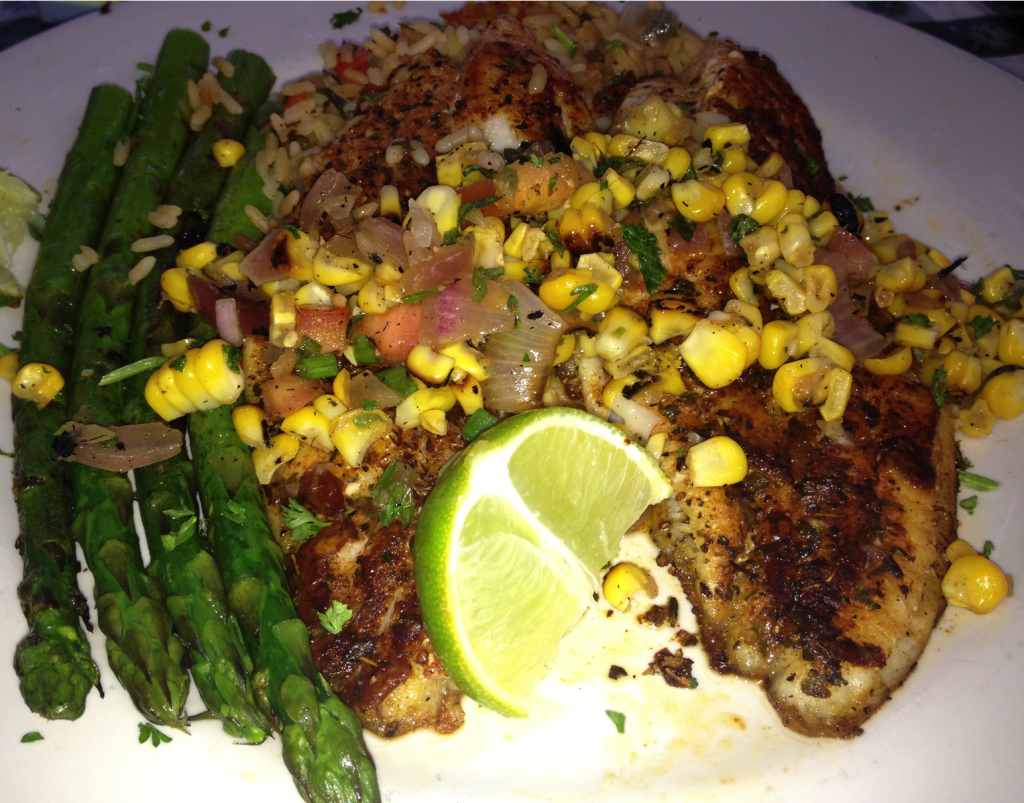 Blackened Catfish with Asparagus (Paleo, DF, GF)