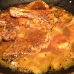 warm apple pork chops