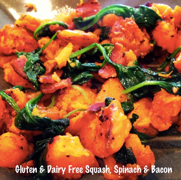 Sautéed squash, spinach and bacon (Paleo)